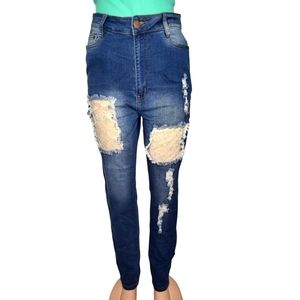 Lace Patch Distressed B.O.B Jeans